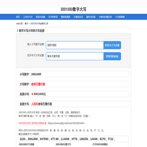 3001000元大写怎么写_人民币3001000元大写转换器